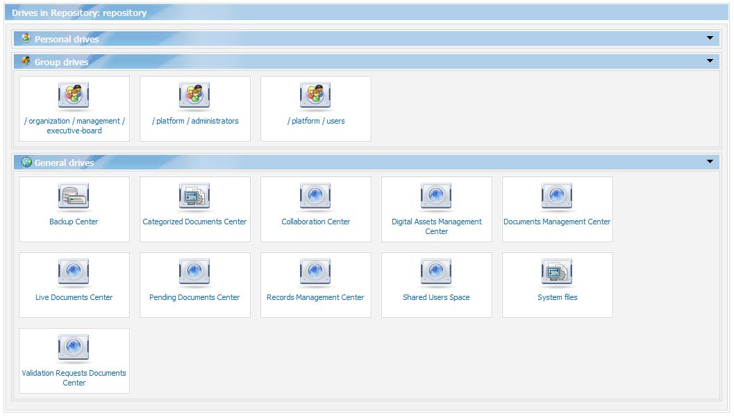 screenshot Choosing a dfrive in JCR File Explorer