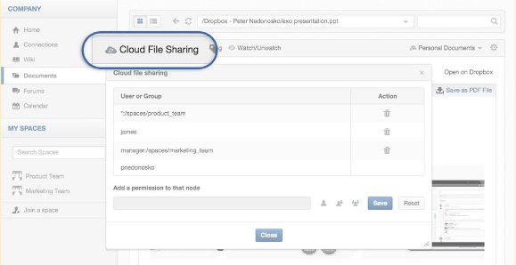 Recent eXo cloud storage integration