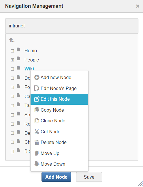 eXo navigation management