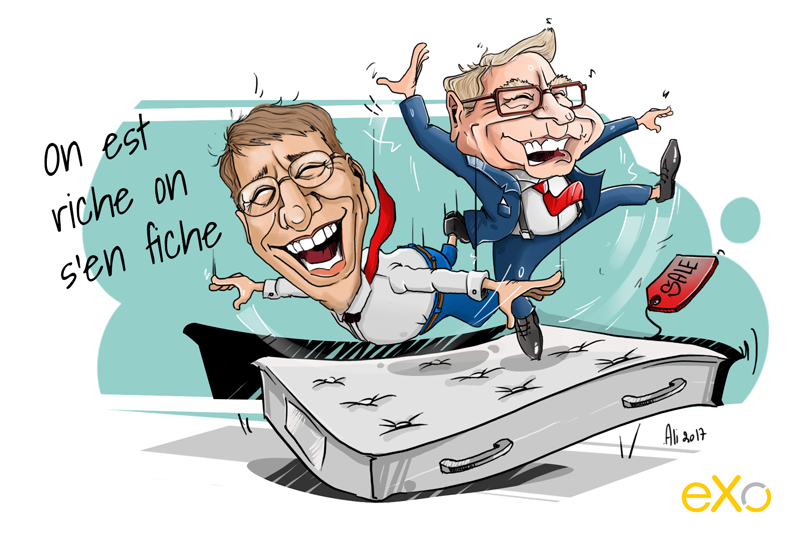 Bill Gates teste des matelas avec Warren Buffett