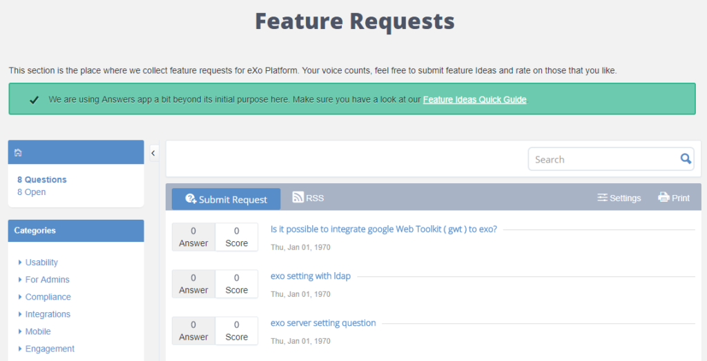 Feature requests by community members