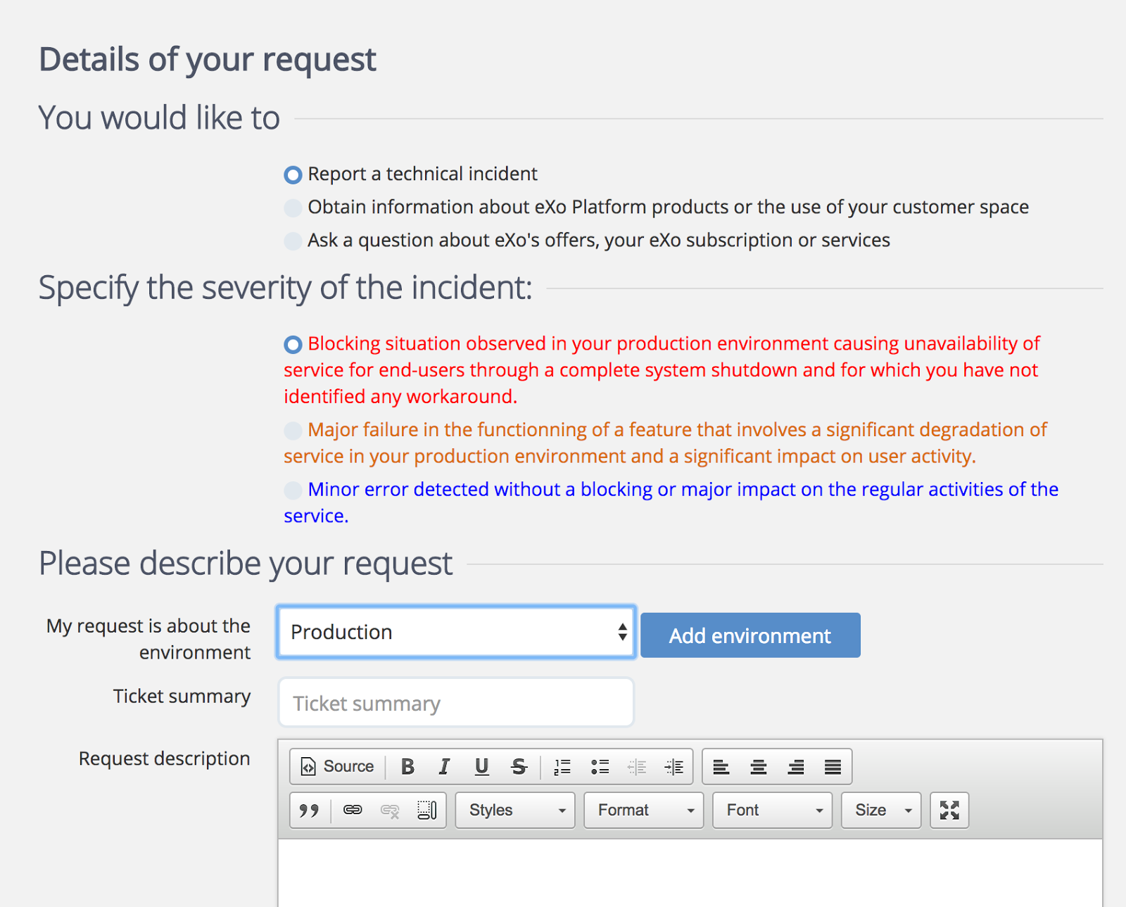 the customer service technical support at exo platform describe customer service
