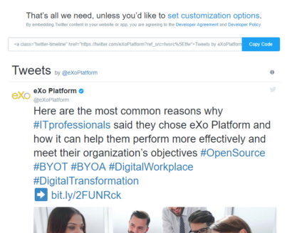 eXo Platform: How to Embed Your Company’s Social Media Feed