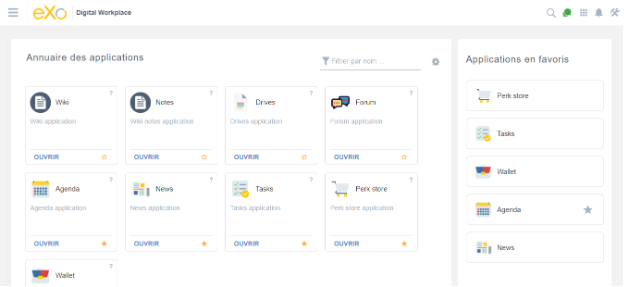Aperçu des applications eXo Platform