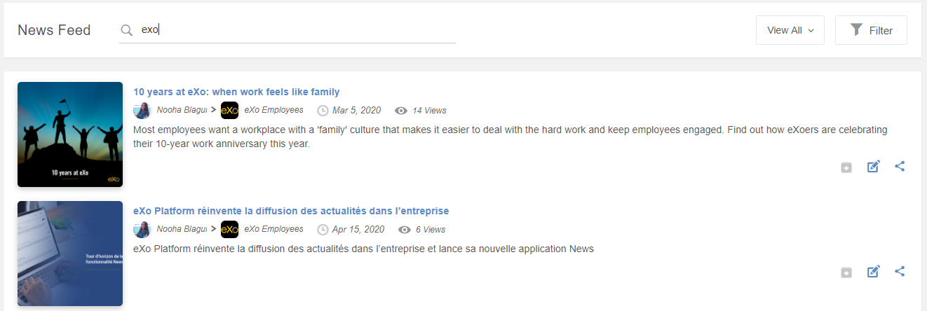 Internal Communication with news eXo Platform 6