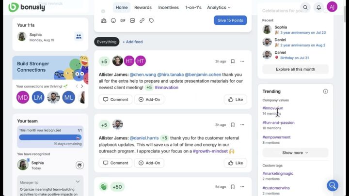 Bonus.ly Posts Examples Bonusly - eXo Platform