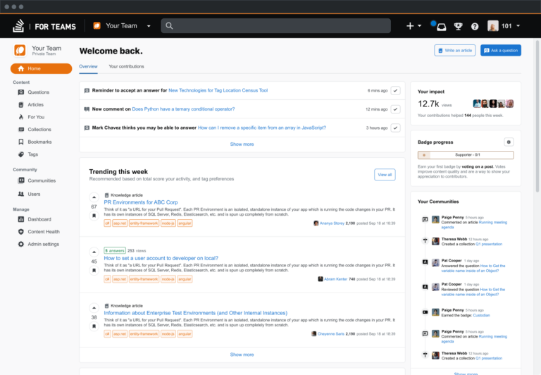 Stack Overflow for Teams Enterprise - eXo Platform