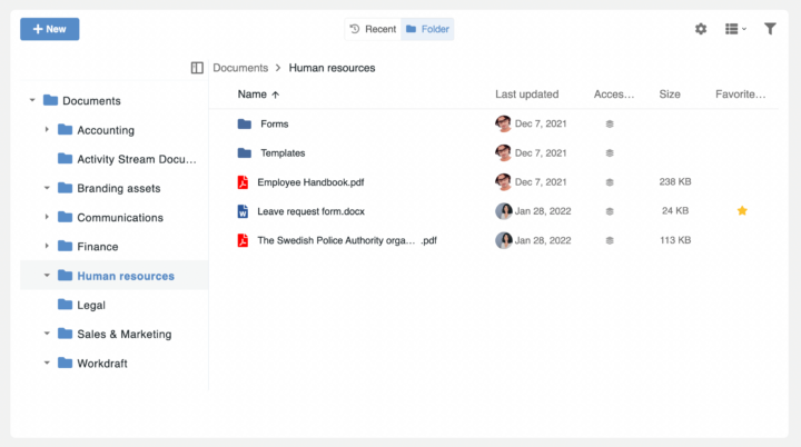 Folders tree navigation - eXo Platform