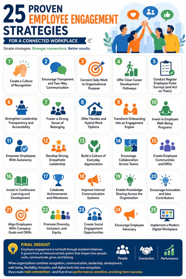 25 Proven Employee Engagement Strategies Infographic